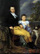Joseph Denis Odevaere Portrait of a Prominent Gentleman with his Daughter and Hunting Dog USA oil painting reproduction